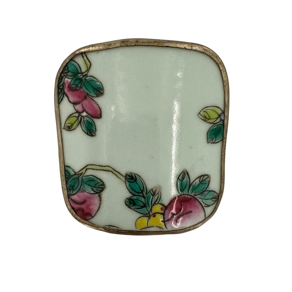 Vintage Decorative Trinket‎ Box Ceramic Floral Metal Ornate Keepsake not hinged